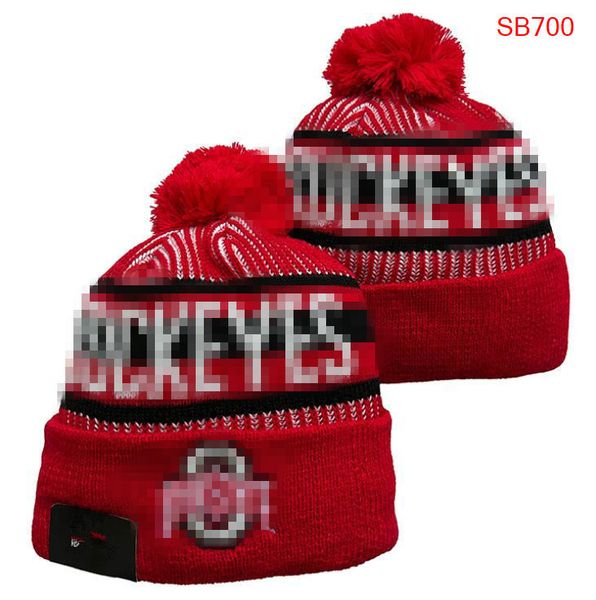 Berretti dell'Ohio State Buckeyes Beanie North American College Team Toppa laterale Cappello invernale in lana lavorato a maglia Berretti con teschio