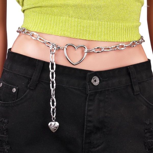 Cintos meninas amor coração pingente barriga cintura corrente mulher ajustável metal jeans cinto verão praia boate festa dança corpo jóias