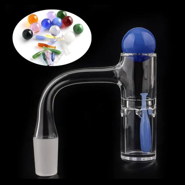 Auto Spinner Full Weld Quartz Banger Chamber 6 Schlitze 20OD abgeschrägte Kante Rauchnägel mit Glasbasis Ball Terp Slurper Set für Dab Rigs Glasbongs Raucherzubehör