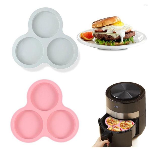 Moldes de cozimento 3 até 4 polegadas Moldes de bolo redondos Silicone Fritadeira de ar Molde de ovo Reutilizável Pan Pudim Bandeja DIY Acessórios