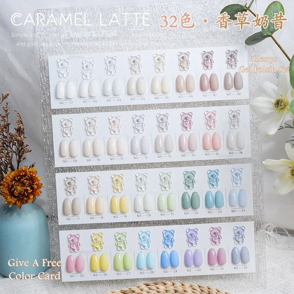 Smalto per unghie Glenys gel Lucidante Macaron 32 Set di colori Vanilla Milk Shake Series Cream Texture gel UV LED Nail Salon Design All'ingrosso 230928