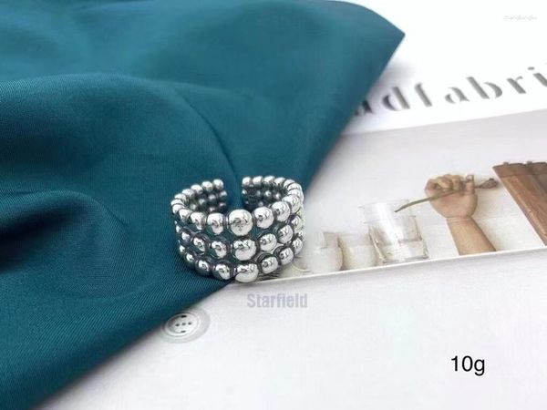 Кольца кластера, продажа бусин, открытое регулируемое кольцо в корейском стиле для женщин, стерлинговое серебро S925, ретро, тайский подарок