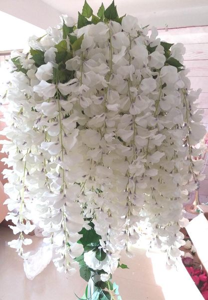 Dekoratif Çiçekler Spr 10pcs/Lot 95cm Wisteria Çiçek Vine Rattan Düğün Kemeri Meydanı Yapay Duvar Zemin Masa Merkez Parçası Flore