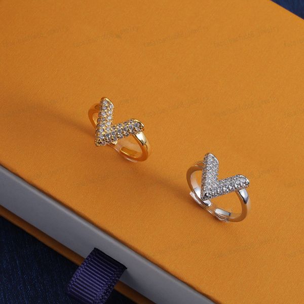 Modischer Luxus-Ring mit eingebettetem Zirkon-Alphabet, halboffen, verstellbar, Gold/Silber 2 Silber, Valentinstag, Weihnachten, Geschenk