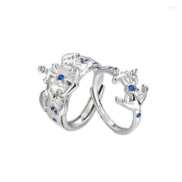 Küme Yüzük Azur Lane Kadınlar Halka Aşıklar Açık Bayanlar İlk Düğün Çiftleri Sevimli Moda Mücevherleri Metal Gümüş Renk Pierscionki