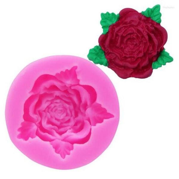 Moldes de cozimento 3D Rose Flower Bloom Silicone Fondant Soap Bolo Mold Cupcake Jelly Candy Chocolate Decoração Ferramenta