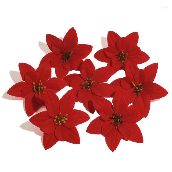 Dekorative Blumen, 10 Stück/15 cm, Flanell, große künstliche rote Rosenblüten, für Zuhause, Hochzeit, Dekoration, Scrapbooking, DIY, Weihnachtsbaum, Seide