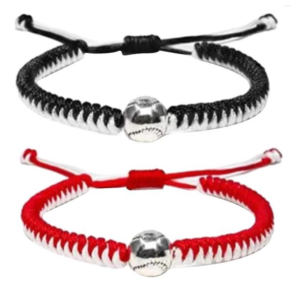 Charm-Armbänder, 2 Stück, Teamgeist, verstellbarer Schmuck, Kinder, Erwachsene, Sie und Ihn, Spieldekoration, Geburtstag, geflochtenes Armband, Metall, modisch, Schwarz, Rot