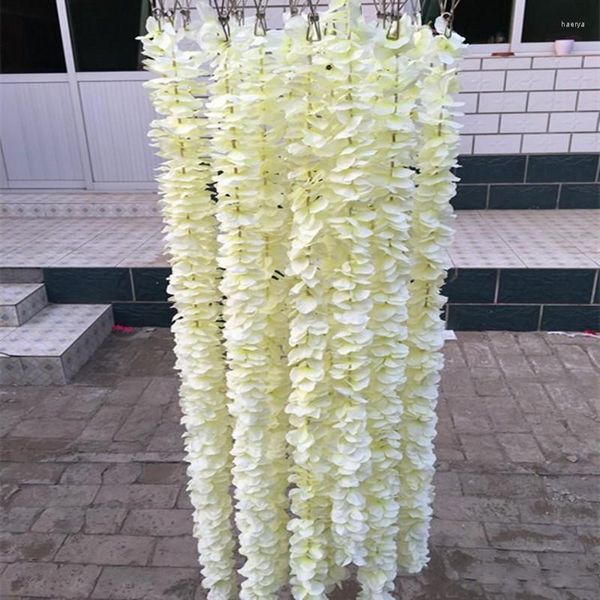 Декоративные цветы, роскошные свадебные принадлежности, искусственный шелк, цветок из ротанга, 1 метр в длину, орхидея, глициния, лоза для украшения вечеринки