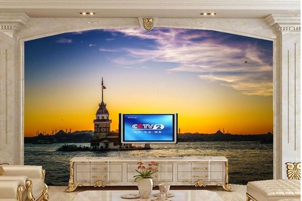 Wallpapers personalizado papel de parede mar nascer e pôr do sol céu papel de parede restaurante sala estar sofá tv quarto papéis decoração casa