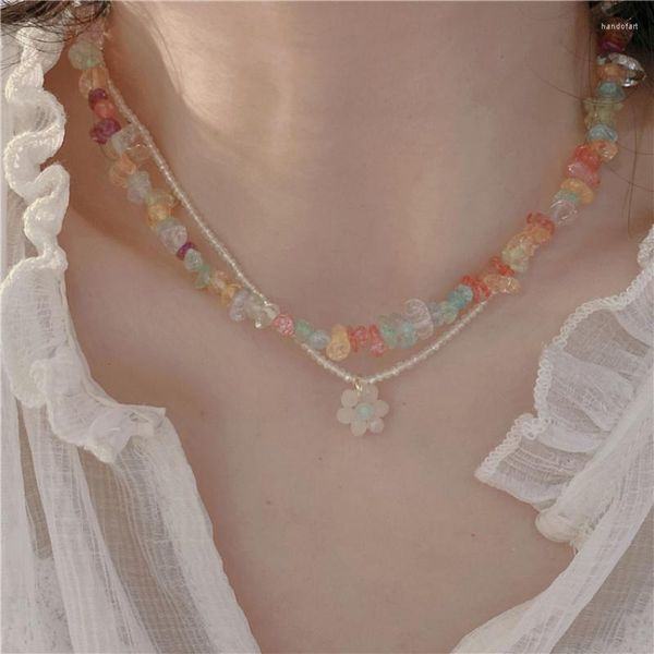 Колье с блестящим U-образным камнем, двойное ожерелье из бисера, модные украшения для женщин, летний подарок