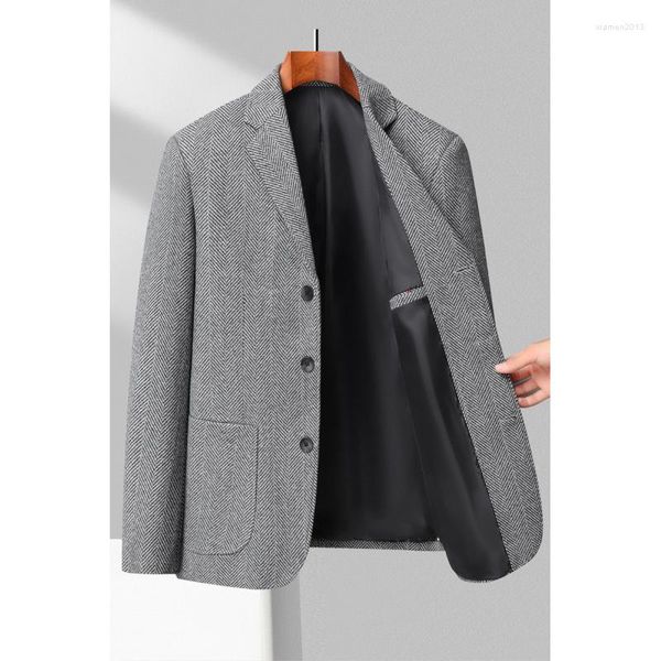 Ternos masculinos boutique moda cavalheiro estilo inglês casual fino ajuste lã elegante micro elástico casamento negócios carreira blazer