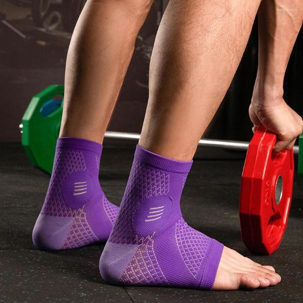 Calzini da uomo Maniche alla caviglia Supporto per il sollievo del tallone Compressione Sport Durevole Moda Solido Calze sottili traspiranti