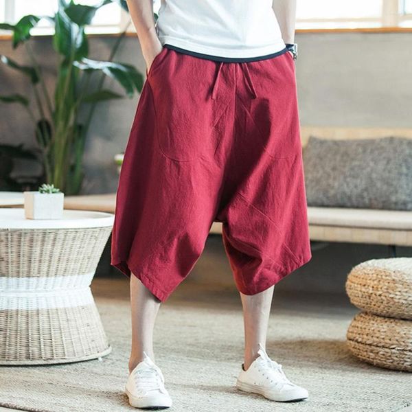 Männer Hosen Mode Männer Capri 3/4 Wadenlänge Einfarbig Hohe Taille Geerntete Hose Pantalones Hombre