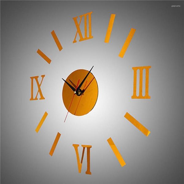 Relógios de parede Relógio Quartz Pendurado 3D DIY Moderno 2023 Grande Relógio Adesivos Sala de Estar Decoração Adesivo Offic