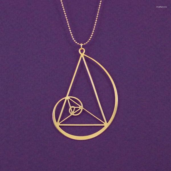 Hängende Halsketten-goldene Spirale mit Dreieck-Halsketten-Fibonacci-Verhältnis geben Schiff 12pcs/lot frei
