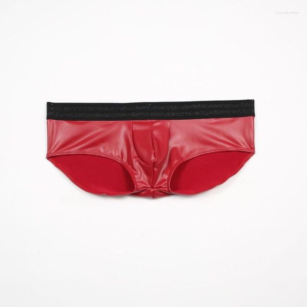 Unterhosen M-5XL Männer Wetlook Kunstleder Latex Boxer Öl Glänzend Low Rise Briefs Glatte Shorts Unterwäsche Hip Lift Trunks Sexy Party Clubwear