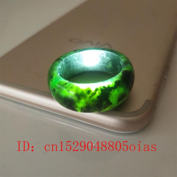 Natural preto verde hetian jade anel chinês jadeite amuleto obsidiana charme jóias mão esculpida artesanato presentes para mulheres men287s