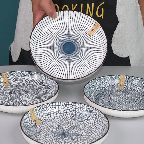 Тарелки 4 комплекта японской керамики для креативной домашней посуды Подглазурная цветная круговая и столовая