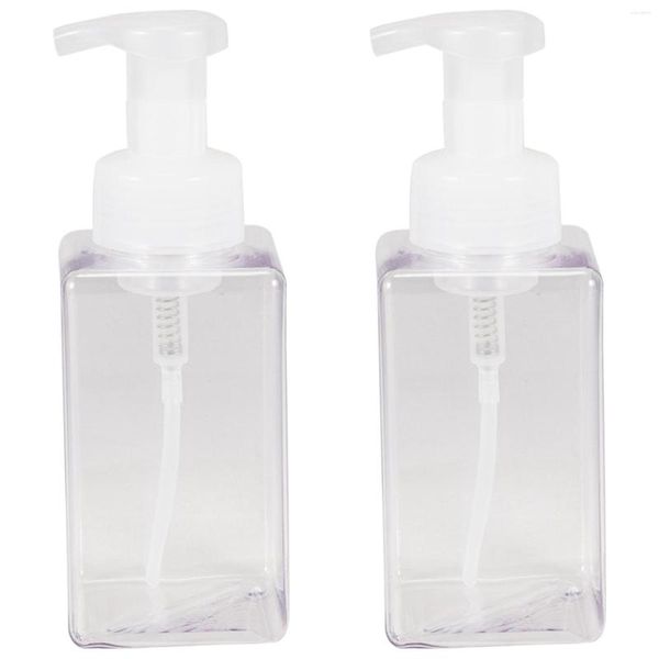 Dispenser di sapone liquido, confezione da 2, in schiuma, da 15 oz, riutilizzabile, in plastica, contenitore per bottiglie con pompa vuota, trasparente, 450 ml.