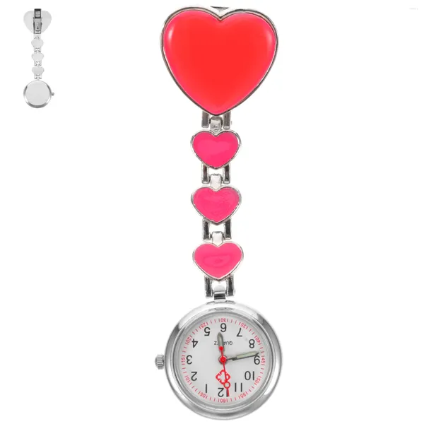 Orologi da tasca Orologio a clip con cuore d'amore Tunica da paramedico luminosa Spilla Fob Stetoscopio in metallo Distintivo Regalo per