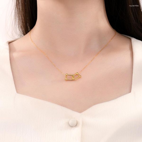 Correntes sorriso real 18k ouro fecho bonito colar simples e luxo colar cadeia feminina boutique jóias presente x0053