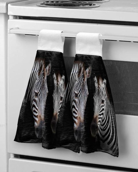 Toalha animal zebra mão preta toalhas de microfibra de secagem rápida cozinha absorvente macio