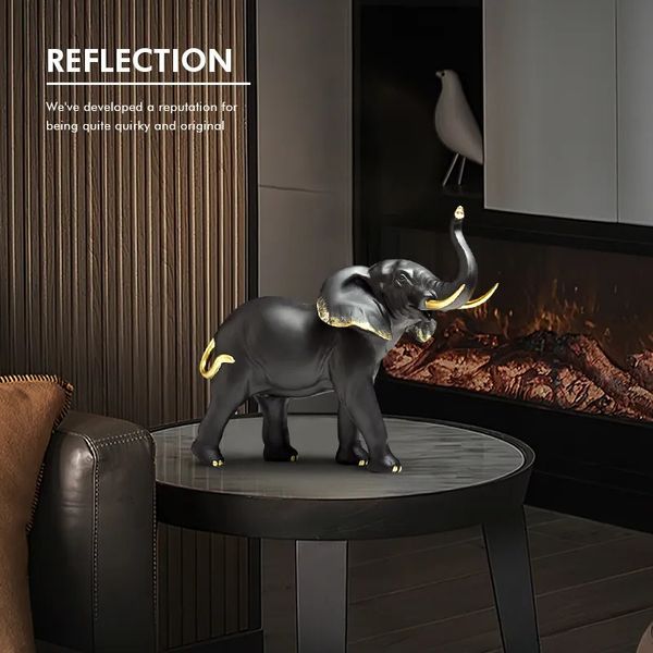 Oggetti decorativi Figurine Decorazioni per la casa creative Figurine di elefante in bianco e nero Novità Armadietto da soggiorno Accessori per scaffali Statue di animali in resina 230928