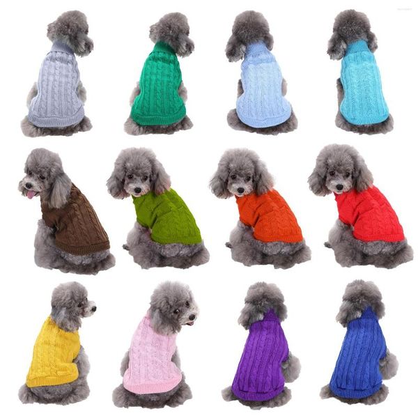 Abbigliamento per cani Maglione caldo Abbigliamento invernale Lavorato a maglia Pet Cat Puppy Clothes Costume Collo alto Tinta unita Design Supplies