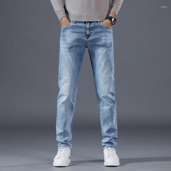 Jeans da uomo Abbigliamento autunnale Uomo Pantaloni skinny con tasca retrò elasticizzati di alta qualità in denim azzurro moda 28-40