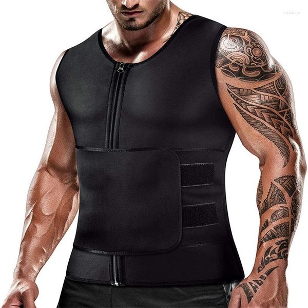 Intimo modellante per il corpo da uomo Neoprene Compressione Shapewear Trainer Cerniera Corsetto Camicia dimagrante Allenamento Sauna Gilet Fitness Sudore Shaper