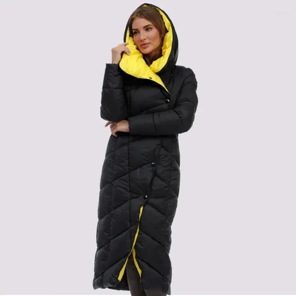 Женская пуховая куртка POARKAS, зимние парки, верхняя одежда с капюшоном, женское стеганое пальто X-длинного размера, теплая хлопковая классическая одежда