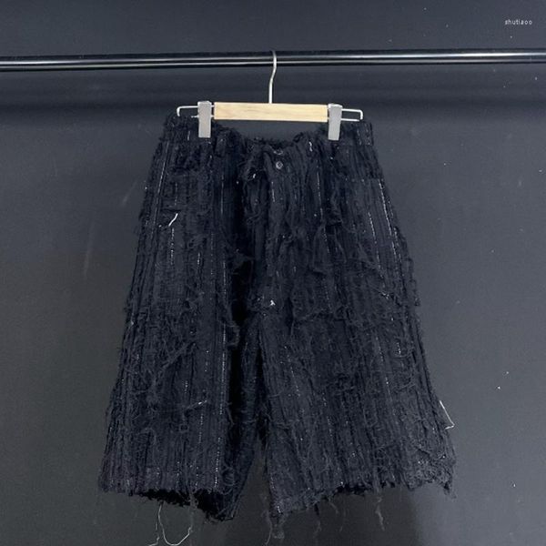 Männer Shorts Mode Lässig Patchwork Gestreiften Grat Denim Für Einfarbig Taschen Kurze Hosen Männer Sommer 2023 21F3785