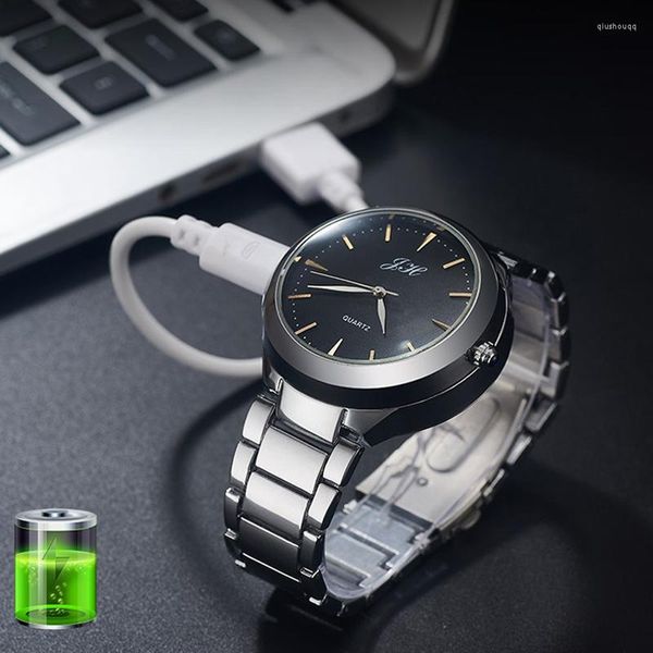 Orologi da polso 2023 orologio da uomo senza fiamma ricarica USB orologi più leggeri acciaio al tungsteno nero regali di sigaretta al quarzo per il fidanzato