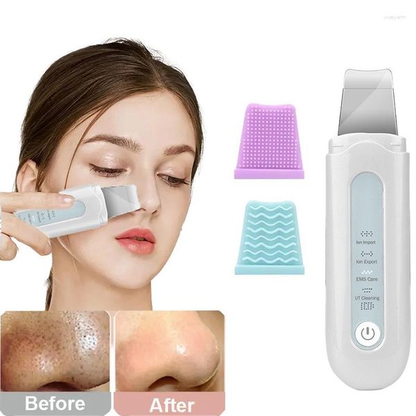 Set di accessori per il bagno Peeling ad ultrasuoni per la rimozione di punti neri, sporco, pori, pulizia, strumento di bellezza EMS, coltello micro corrente