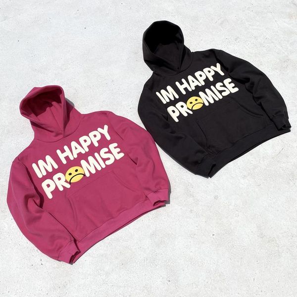 Мужские толстовки Im Happy Promise с логотипом из пены CPFM.XYZ с принтом и капюшоном для мужчин и женщин, зимний флисовый пуловер большого размера, одежда в стиле аниме Y2k