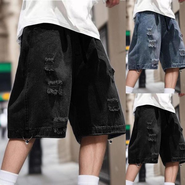 Herren Jeans Herren Sommer Lose Gerade Bein Lässige Tasche Denim Quarter Shorts Glitzer Frauen Jungen Schläfer Warm Und Tote