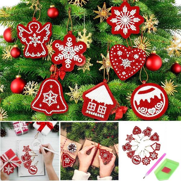 Decorazioni natalizie 10 pezzi come un set di piccole carte fai da te con perline Kit di decorazione per albero da appendere per auto carino