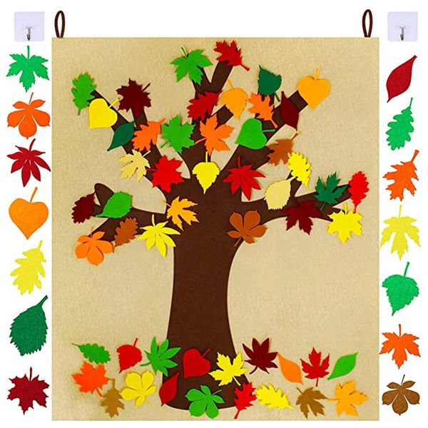 Adesivi murali Feltro Albero autunnale Lavagna Scuola Arte Fai da te Foglia d'autunno Ornamenti Artigianato Bollettino Attività di Ringraziamento per bambini Aula Camera da letto 230928