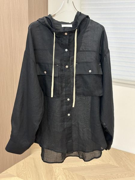 Camicie casual da uomo Primavera ed estate Design Sense Camicia con protezione solare con cappuccio Materiale di grandi dimensioni importato dal Giappone Tensi Ramie