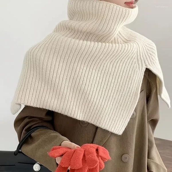 Lenços cor sólida mulheres cachecol de malha moda pulôver xale suéter de lã senhoras crochê pescoço ombro aquecedor