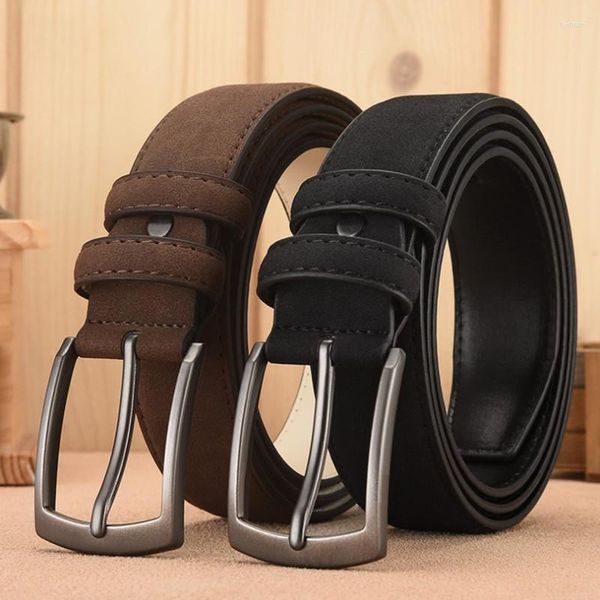 Cintos Homens Pin Buckle Cintura Camurça Cinto De Couro Masculino Estudante Vintage Calça Casual Padrão De Pelúcia