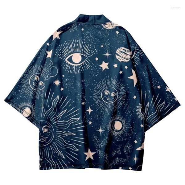 Roupas étnicas 6xl azul impressão estilo chinês camisa japonesa tradicional haori quimono mulheres homens praia yukata streetwear cardigan samurai tops