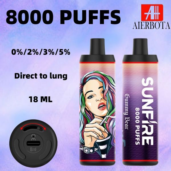 Venda por atacado original 5000 7000 8000 Puff 10000 Vaper Private Label Sunfire personalizado OEM ODM Bar descartável Wape E Cig