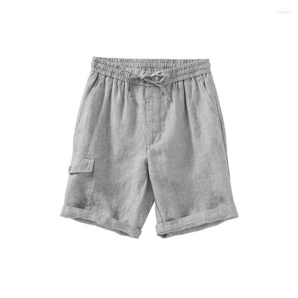 Shorts masculinos yzlds 2023 moda verão roupas de linho calças retas barril trabalho terno para homens fino casual