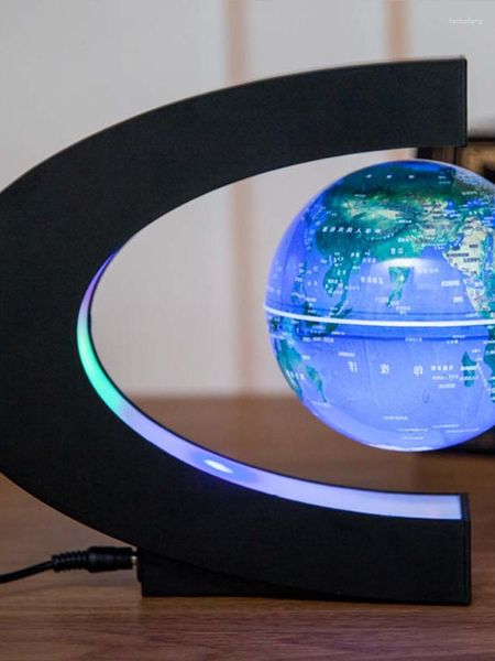 Estatuetas decorativas maglev globo auto-rotação luminosa mesa de escritório painel de superfície sala de estar decoração presente criativo