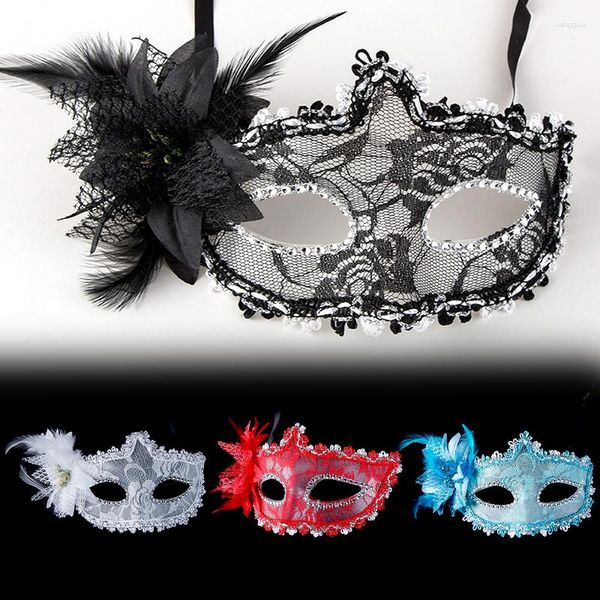 Fontes de festa máscara de olho de renda sexy senhora oco masquerade rosto cosplay adereços de baile halloween boate fantasia vestido traje