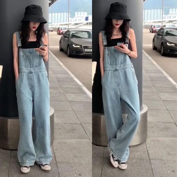 Jeans da donna Primavera/Estate 2023 Pantaloni lunghi Versione coreana Allentati di grandi dimensioni Vita alta Gamba larga con cinturino posteriore da donna