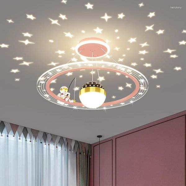 Lustres modernos LED candelabro luz para quarto de crianças estudo crianças bebê desenhos animados astronauta teto pendurado luminárias