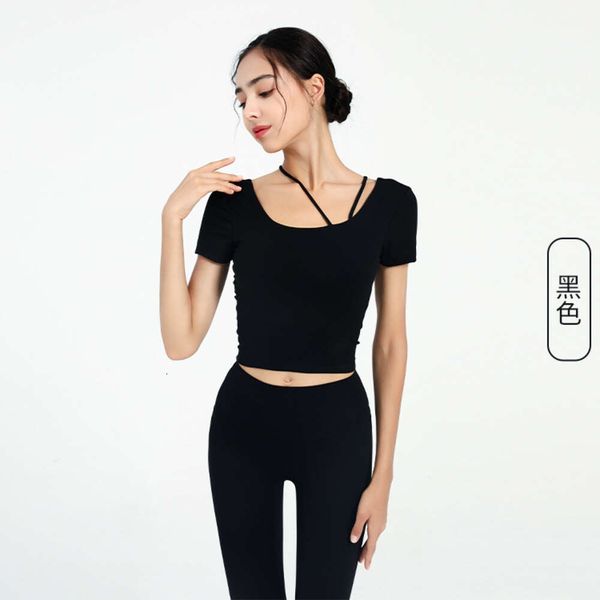 Desginer Lululemen Damen-Yoga-T-Shirt, schnell trocknend, eng, Sport, kurzärmelig, Ins-Top, Damen-Brustpolster, Sommer, neues Lycra, hochwertige Gesundheit, Lulu